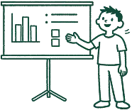 Child presenting data on a screen