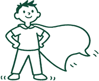 Child expressing ideas with a speech bubble